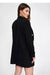 Chic Longline Double-Breasted Jacket with Distinctive Sleeve Accents