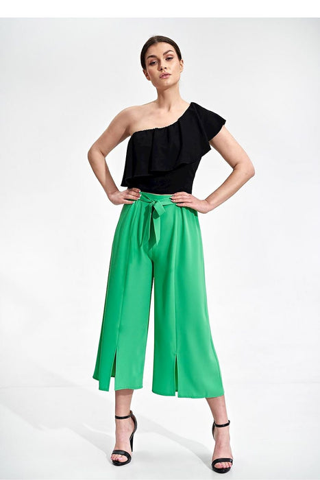 Vintage-Inspired Slit Flare Pants for Women