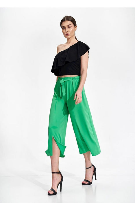 Vintage-Inspired Slit Flare Pants for Women