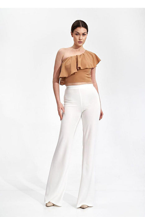 Elegant Asymmetric Ruffle Crop Top for a Fashion-Forward Look