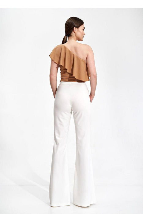 Elegant Asymmetric Ruffle Crop Top for a Fashion-Forward Look