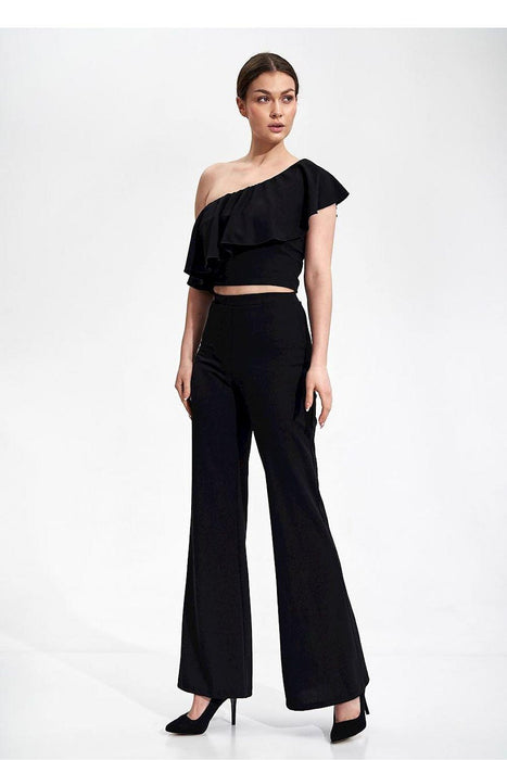 Elegant Asymmetric Ruffle Crop Top for a Fashion-Forward Look