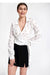 Elegant Sash-Tied Pleated Sleeve Blouse