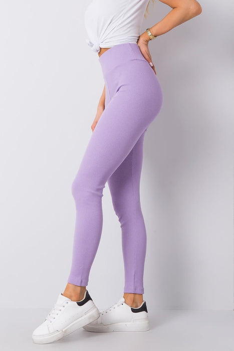 Ribbed High-Waisted Cotton Leggings Available in Various Sizes