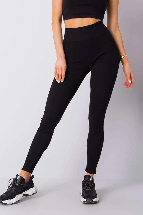 Ribbed High-Waisted Cotton Leggings Available in Various Sizes