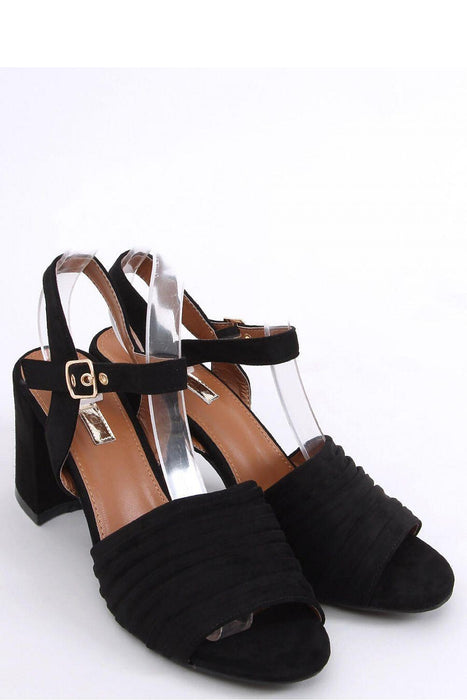 Chic Black Suede Heeled Sandals Model 167469