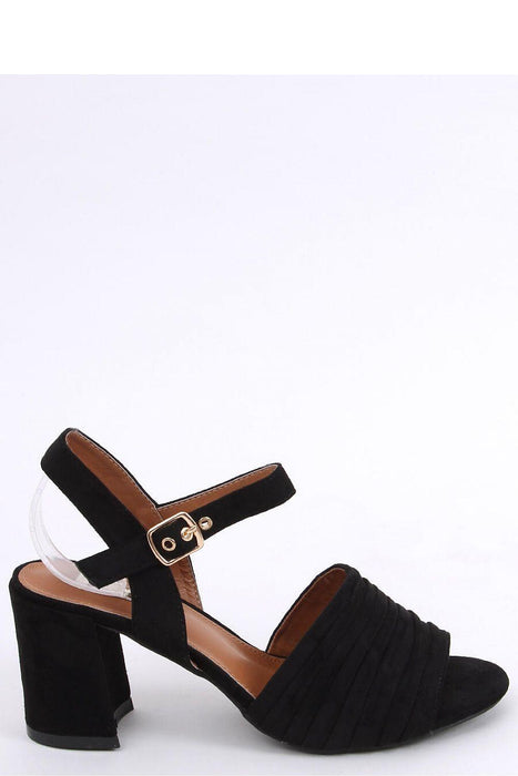 Chic Black Suede Heeled Sandals Model 167469