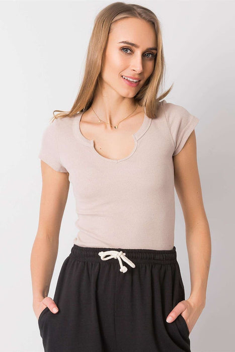 Chic Cutout Ribbed Cotton Tee by Bella