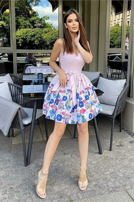 Pastel Bloom Layered Bicotone Cocktail Dress