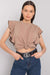 Elegant Frill Sleeve Blouse in Cotton