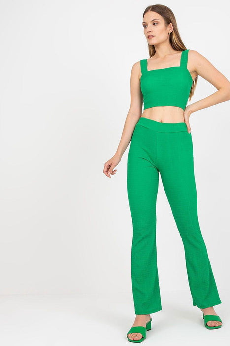 Chic Italian Ensemble: Stylish Top and Wide-Leg Pants Set