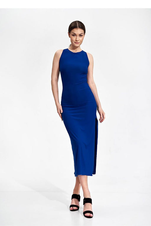 Sophisticated Back-Tie Midi Dress with Flattering Features