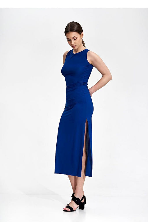 Sophisticated Back-Tie Midi Dress with Flattering Features