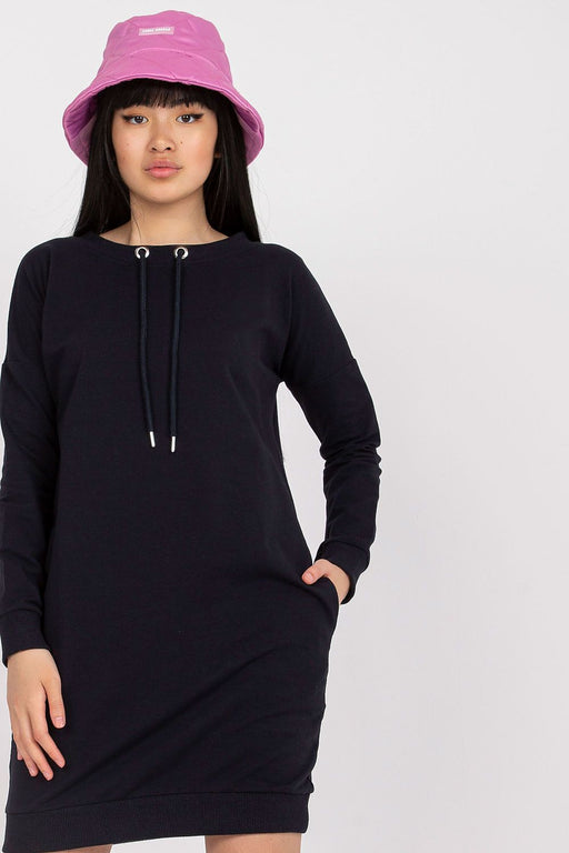 Chic Sweatshirt Dress with Adjustable Tie and Convenient Pockets