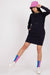 Chic Sweatshirt Dress with Adjustable Tie and Convenient Pockets