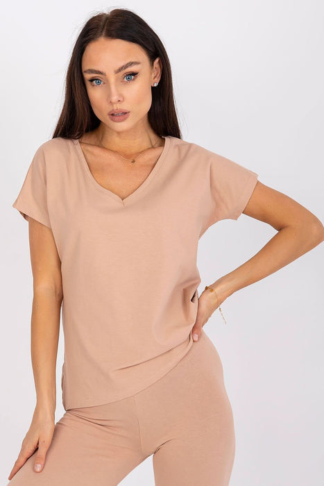 Charming Heart Neckline Cotton T-Shirt for Casual Elegance