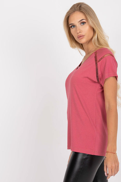 Sweetheart Neckline Short Sleeve Blouse