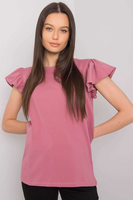 Chic Frilled Cotton Short-Sleeve Blouse