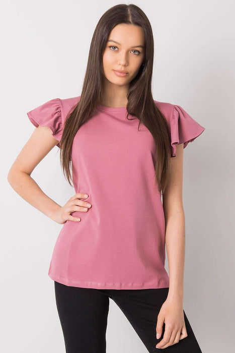 Chic Frilled Cotton Short-Sleeve Blouse