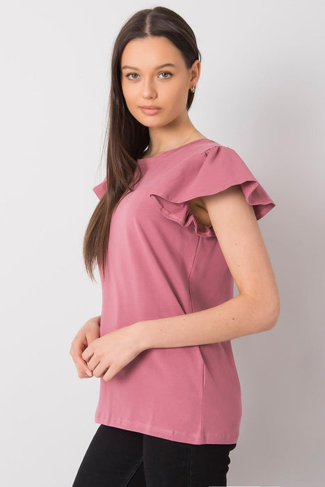 Chic Frilled Cotton Short-Sleeve Blouse