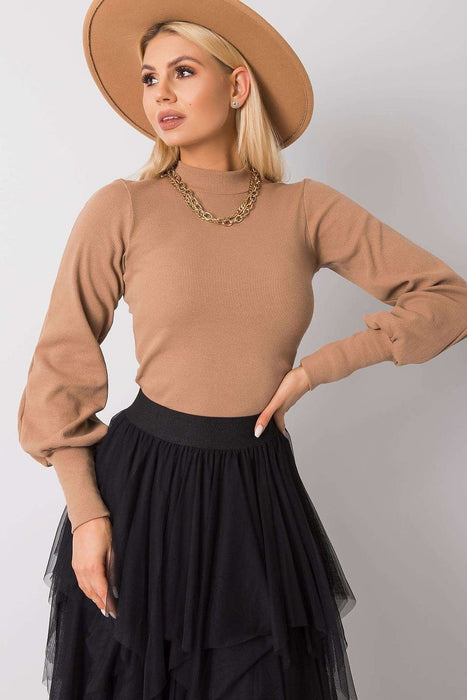 Chic Ribbed Blouse with Elegant Wide Cuffed Sleeves for Effortless Style