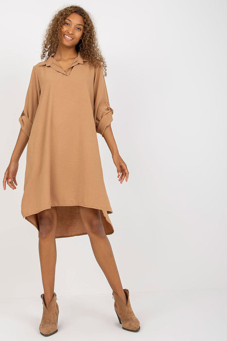 Italy Moda Chic V-Neck Shirt Dress - Effortless Elegance