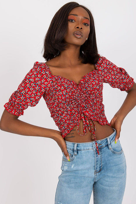 Chic Parisian V-Neck Blouse with Stylish Front Crease