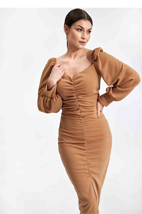 Elegant Midi Cocktail Dress with Buffet Sleeves