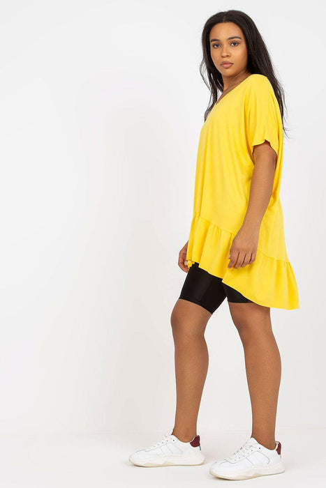 Heart Neckline Tunic with Frill Detail for Plus Size Women