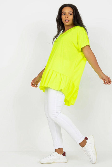 Heart Neckline Tunic with Frill Detail for Plus Size Women