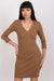 Ribbed Long Sleeve Bodycon Dress with Heart Shaped Neckline - Women's Elegant Parisian Fashion