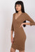 Ribbed Long Sleeve Bodycon Dress with Heart Shaped Neckline - Women's Elegant Parisian Fashion