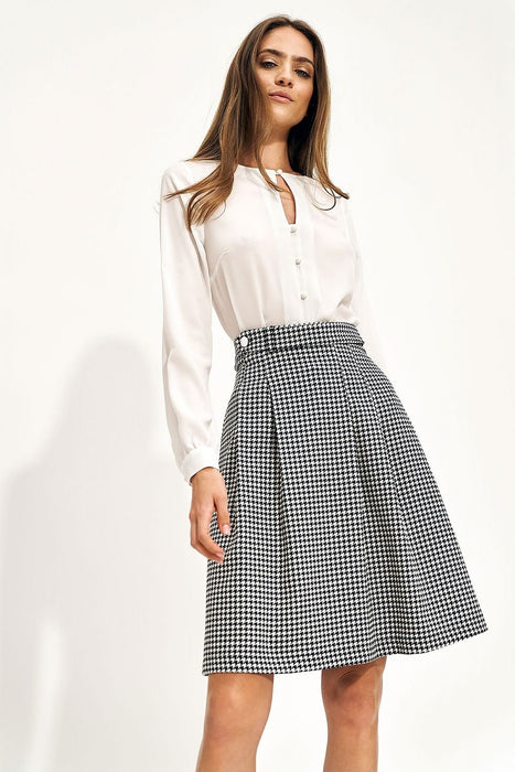 Belted High Waist Flared Skirt