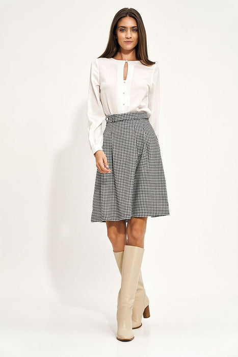 Belted High Waist Flared Skirt