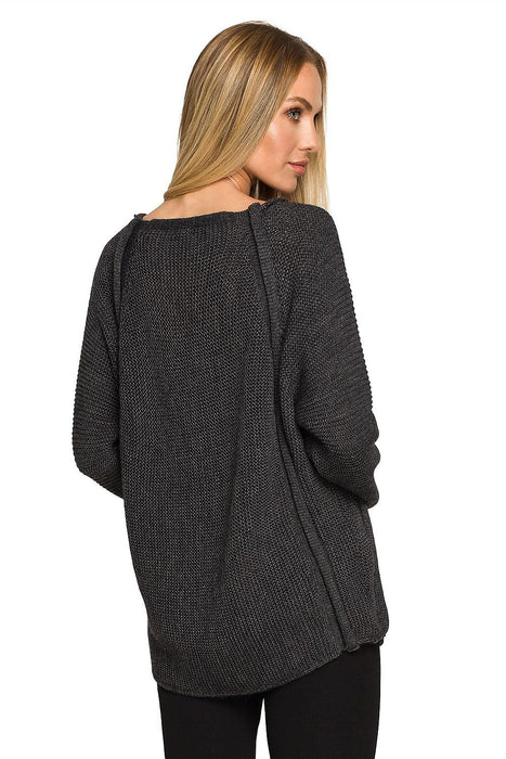 Stylish Button-Detail Raglan Sweater