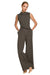 Chic Wide-Leg Jumpsuit with Stylish Roll-Up Collar and Unique Accents