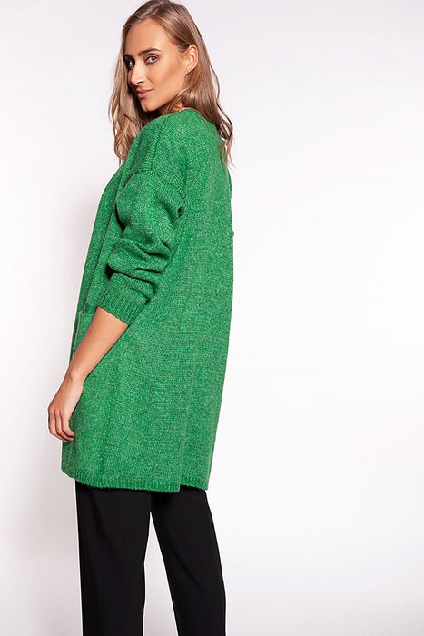 Chic Melange Knit Sweater Coat with Practical Pockets