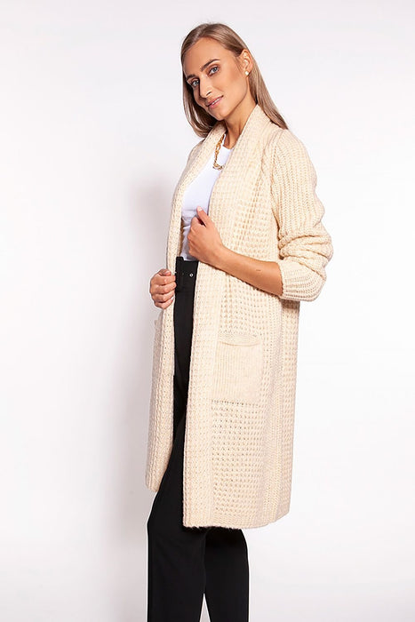 Shawl Collar Waffle Knit Cardigan for Cozy Elegance