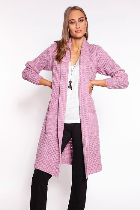 Shawl Collar Waffle Knit Cardigan for Cozy Elegance