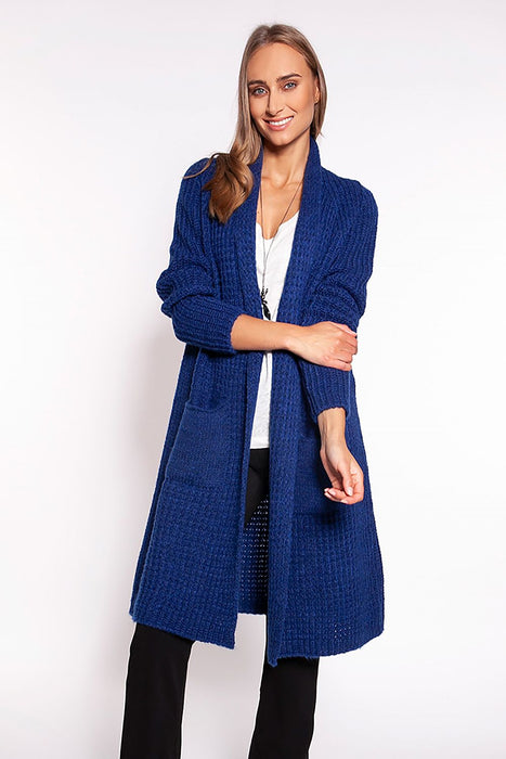 Shawl Collar Waffle Knit Cardigan for Cozy Elegance