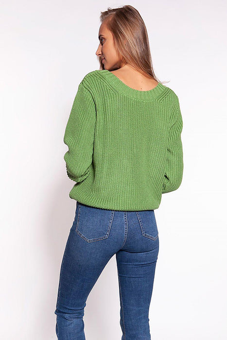 Stylish Heart-Cut Neckline Knit Sweater