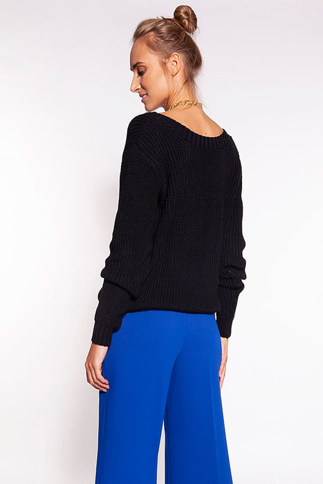 Stylish Heart-Cut Neckline Knit Sweater