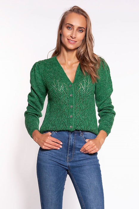 Sophisticated Openwork Knit Cardigan by MKM