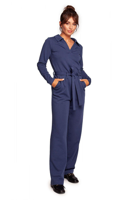 Chic V-Neck Jumpsuit Set with Stylish Belt