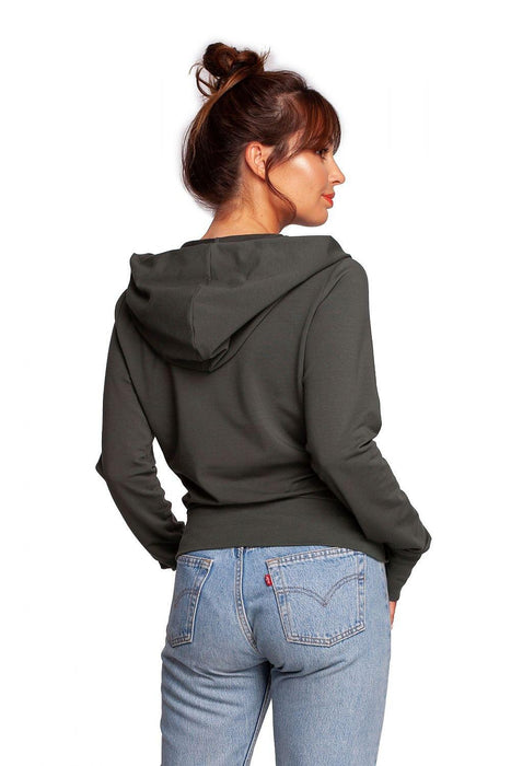 Chic Envelope Design Hooded Sweatshirt with Trendy Thumb Cutouts