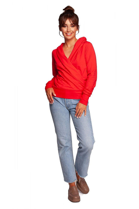 Chic Envelope Design Hooded Sweatshirt with Trendy Thumb Cutouts