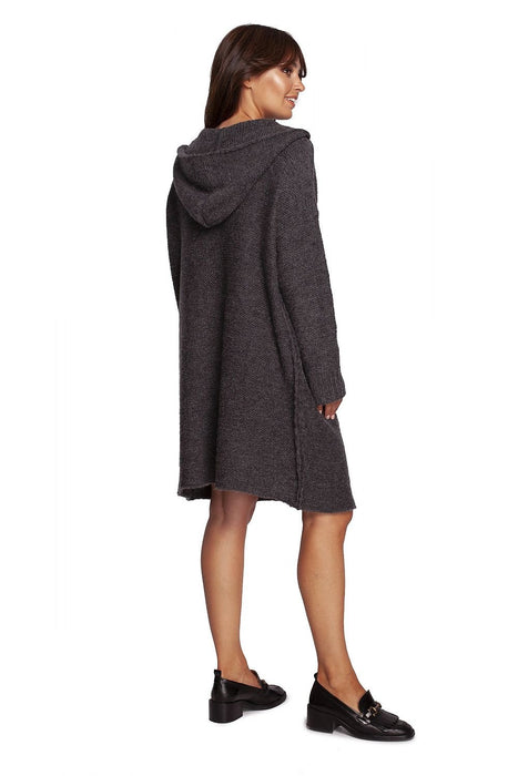 Autumn Elegance Hooded Sweater Dress