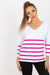 Vibrant Heart Print Striped Blouse with 3/4 Sleeves