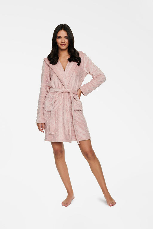 Plush Heart-Patterned Robe with Convenient Pockets