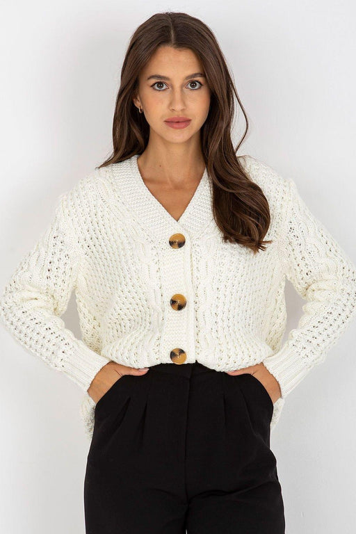 Elegant Heart-Shaped Neckline Button-Up Sweater - French Fashion Flair